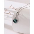thumbnail image 5 of Black Pearl Infinite Necklace with 925 Sterling Silver Tahitian Freshwater Cultured Infinite Jewelry Inlaid Birthday Present Gifts for Women Mother Wife, 5 of 5