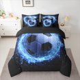 thumbnail image 3 of Manfei Blue Cartoon Football 7-Piece Twin Bedding Sets, Soccer Sports Lover Bedding Comforter Set, Teens Kids Boys Reversible Sheet Sets, Breathable Home Decor, 3 of 8