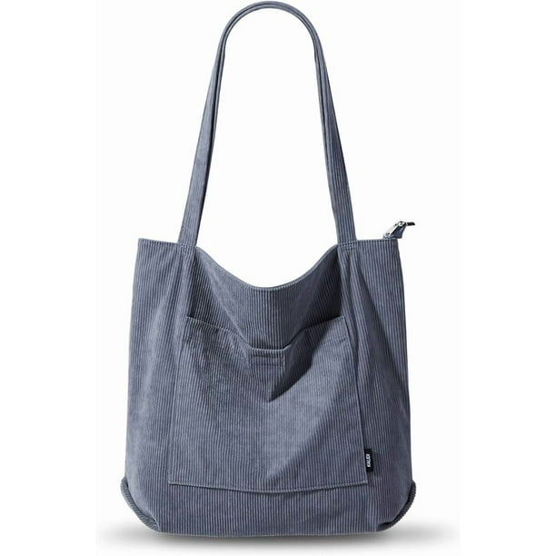Bolso de pana con cremallera, impermeable, para mujer, con bolsillos y compartimentos, de gran capacidad, para el hombro.