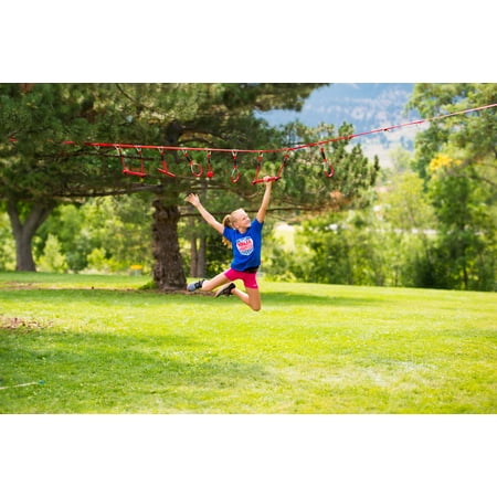 American Ninja Warrior™ Ninjaline- 34ft line with 6 obstacles and carrying bag, Jungle gym outdoor play