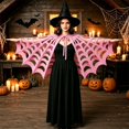 thumbnail image 2 of WHEANG Halloween Cape Shawl for Women Men Poncho Spooky Spiderweb Accessory for Party Dress‑up Stylish Spider Web Sheer Mesh Witch Cape Shawl One Size Pink, 2 of 4