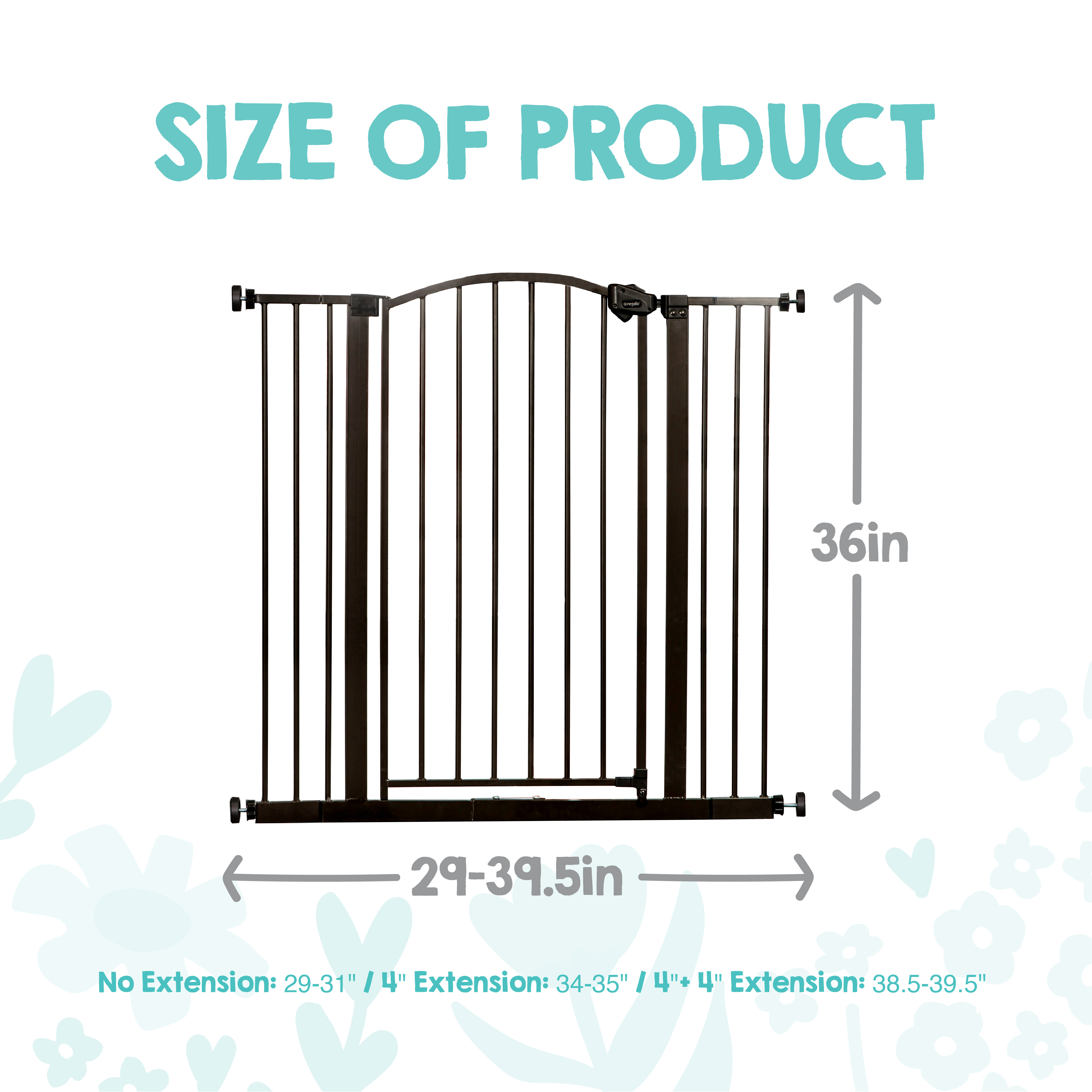 Regalo 36" Extra Tall Baby Safety Gate, Bronze photo 2