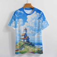 thumbnail image 3 of Lighthouse Coast Scenery Women's T-Shirt Short Sleeve T Shirts Tops Tee Ladies Loose T, 3 of 6