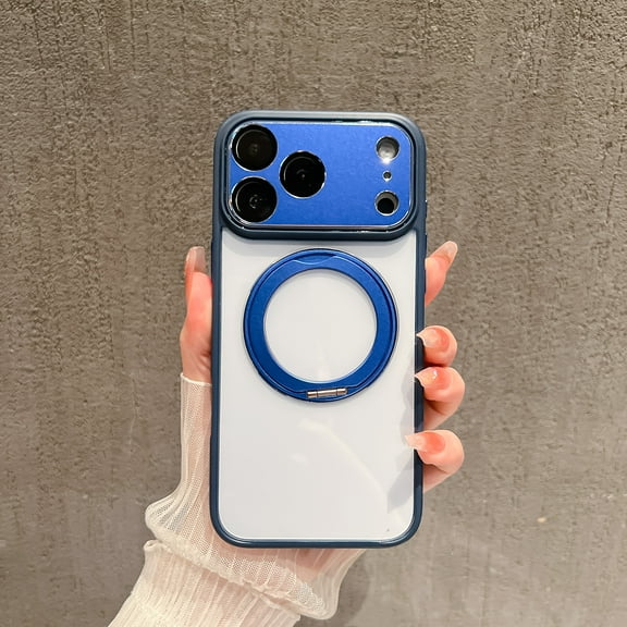 Case for iPhone 17 Pro Max Case Ring Holder Kickstand Built-in Camera Lens Protector Anti-Scratch Shockproof Dustproof Protection Rugged Phone Case Cover for iPhone 17 Pro Max, Blue