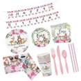 thumbnail image 2 of Décorations d'Anniversaire, Vaisselle d'Anniversaire Incluant Assiettes Gobelets Serviettes Nappe Pailles Bannière Articles de Fête pour 16 Invités, 2 of 8