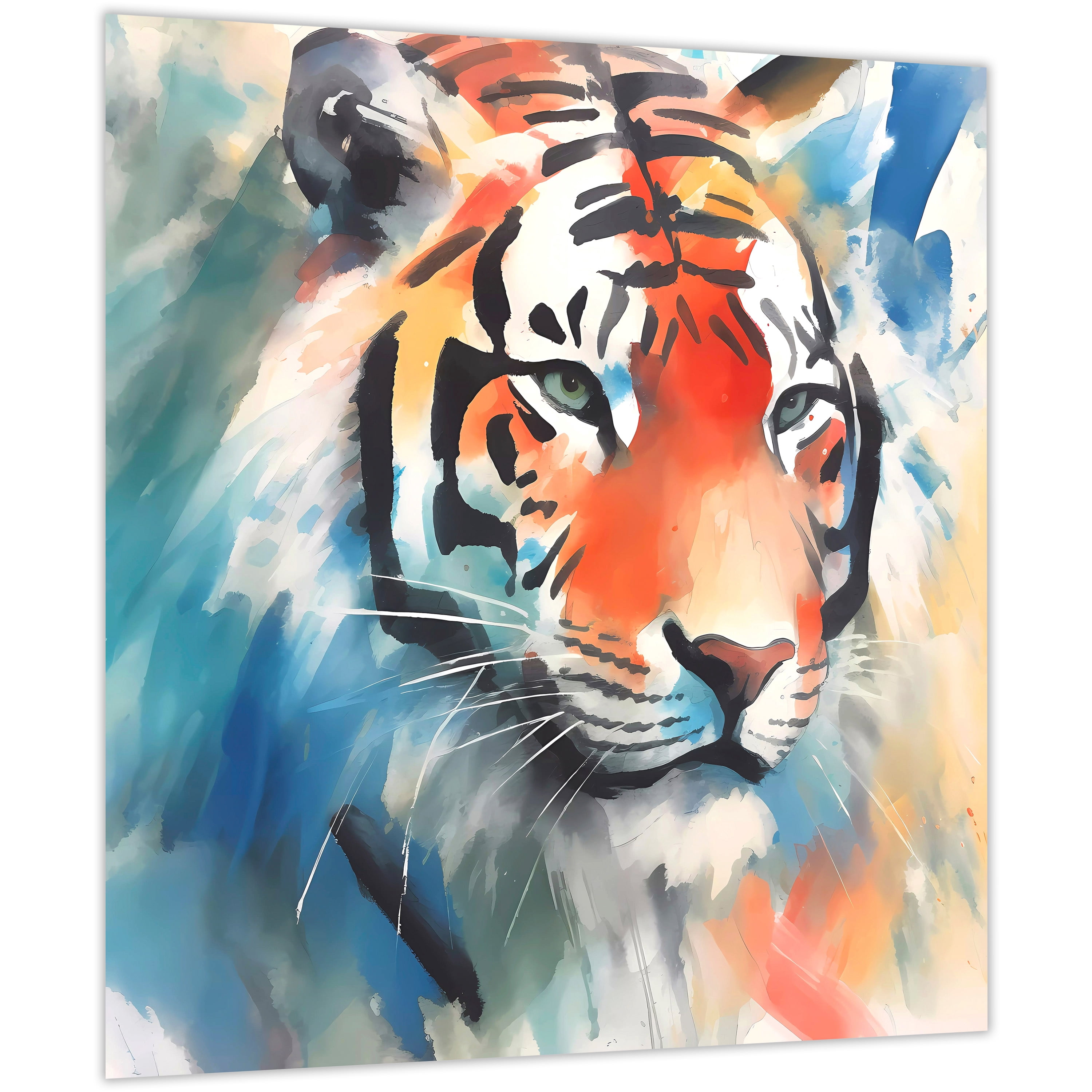 "Regal Strength II" Tiger Frameless Free Floating Reverse Printed Tempered Art Glass Wall Art