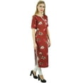 thumbnail image 3 of Bimba Women's Floral Printed Maroon Kurta Classic Chic Designer Tunic Casual-8, 3 of 8