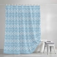 thumbnail image 3 of Light Blue Checkered Shower Curtain, Abstract White Geometric Argyle Stripe Waterproof Shower Curtain Set with 12 Hooks Lightweight Bath Curtains Fabric Bathroom Decor 60x72 Inches, 3 of 9