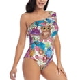 thumbnail image 3 of Honeii Watercolor Owl for women's one-piece swimsuit featuring a chic one-shoulder design experience elegance and style in the water-X-Large, 3 of 6