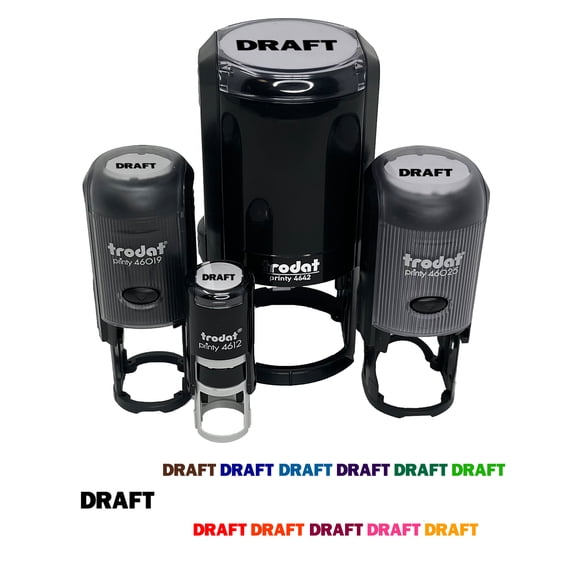 Draft Bold Text Solid Self-Inking Rubber Stamp Ink Stamper - Black Ink - Large 1-1/2 Inch