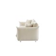 thumbnail image 4 of Comfy Teddy Fleece Love Seat Couch with Extra Deep Seats, 3 Seater Sofa with 2 Pillows and Metal Legs for Living Room, Bedroom, Beige, 4 of 7