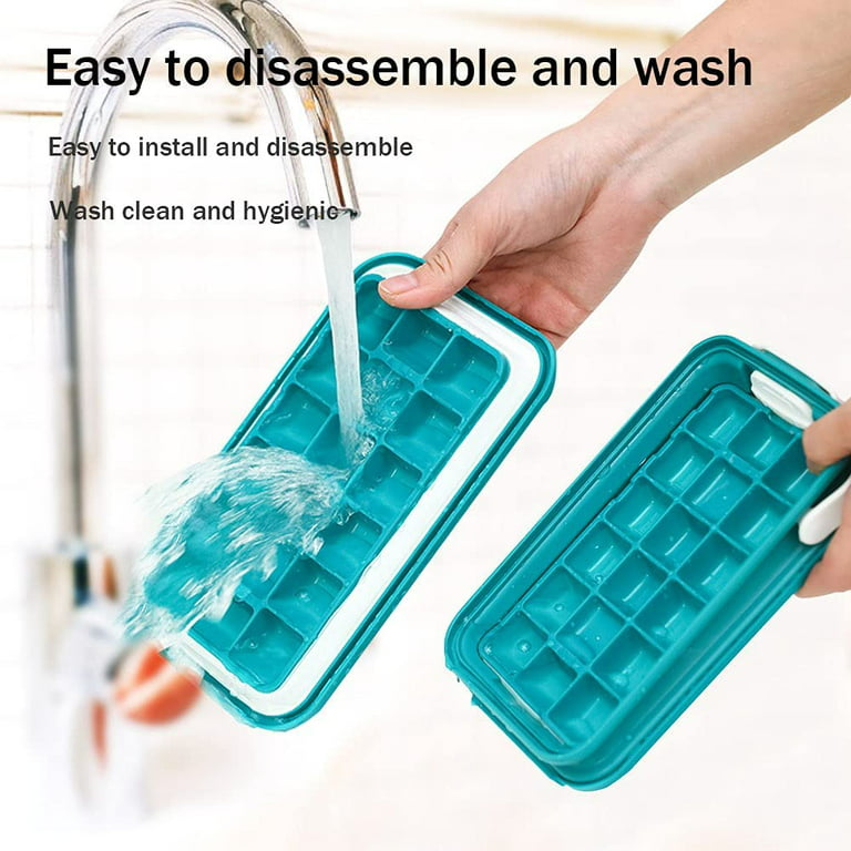Ice Cube Trays, Portable Silicone Ice Cube Bin With Storage For Freezer,  Easy Push And Pop Out Ice Cube Maker Mold For Whisky, Red Wine, Cocktail