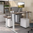 thumbnail image 3 of Giantex Crank Height Adjustable Standing Desk, Sit Stand Computer Desk w/ Folding Crank, 48 Inch Stand up Computer Workstation w/ Solid One-piece 1" Table Top for Home & Office, 3 of 10