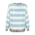 thumbnail image 5 of Uhndy Women's Crew Neck Stripe Leopard Pocket Stitching Long Sleeve Tops, 5 of 5