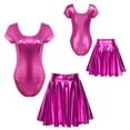 thumbnail image 3 of vastwit Women's Shiny Metallic Gymnastics Dance Leotard with Flared Mini Skirt Hot Pink M, 3 of 4