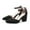 Black, variant on Quaouag Women's Sexy Closed Toe Ankle Strap Block Heels Pumps Shoes