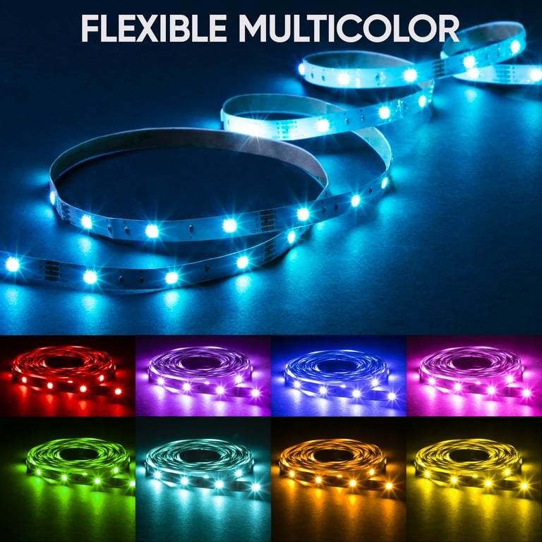 onn. Multicolor LED Light Strip with Sound Reactive Technology, 32' 