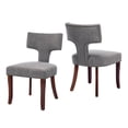 thumbnail image 6 of Hassch Set of 2 Modern Dining Side Chairs, Linen Upholstered with High-Density Foam, Ergonomic Curved Backrest, Copper Nailhead Trim, Solid Wood Legs, for Kitchen & Dining Room (Gray), 6 of 10