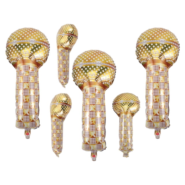 6 Pcs Ballon Microphone Ballons en Aluminium Ballon Microphone Doré 4D