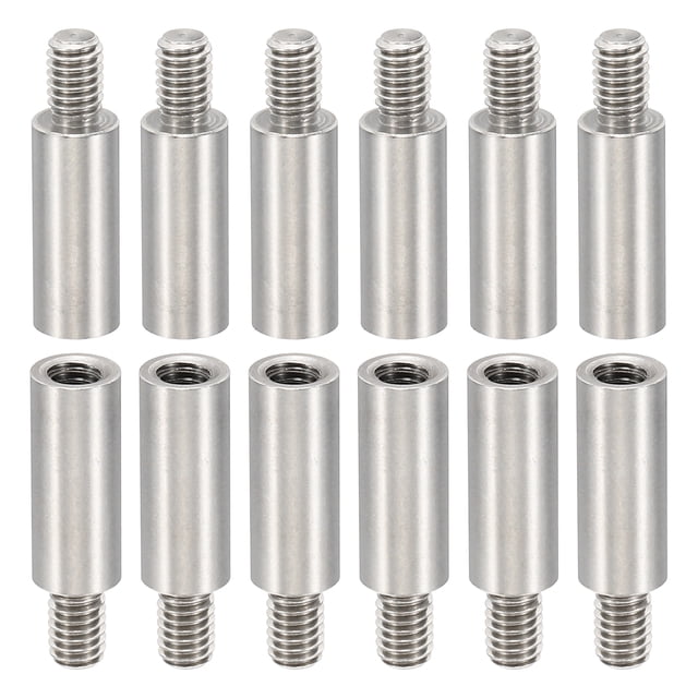 12pcs M4 Separadores, Separadores M4 15+6mm Acero Rosca Separadores Tornillos 4mm ID 6mm OD Métrico Macho Hembra