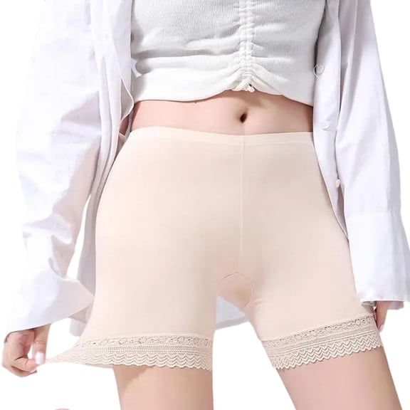 JUSLIO Underwear for Women Breathable Boxer Briefs Mid waist Butt Lifting Comfortable Panties Beige L