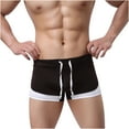 thumbnail image 2 of HUPOM Mens Underwear Boxer Briefs Male Thongs Low waist Drop Waist Solid Open Crotch Coffee L, 2 of 6