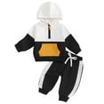 thumbnail image 2 of Tfken Toddler Children Girls Outfits Sets Size 6-12 Months Patchwork Long Sleeve Hooded Sweatshirt & Sweatpants 2025 Comfortable Black Outfit Set, 2 of 3