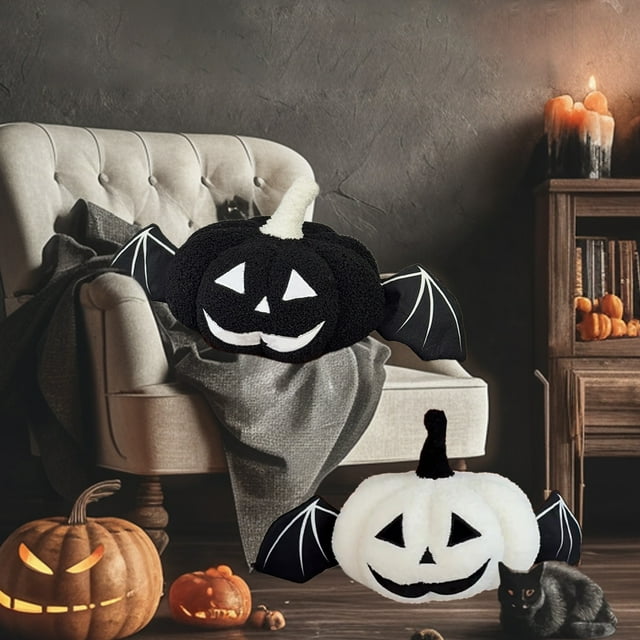 Cojín Decorativo de Calabaza de Juguete para Halloween | Material: Poliéster | 45 Cm X 17 Cm | 170 G | Reutilizable y Fácil de Guardar