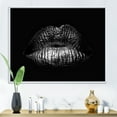 thumbnail image 2 of Designart 'Sexy Golden Metallized Woman Lips I' Modern Framed Canvas Wall Art Print, 2 of 5