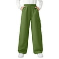 thumbnail image 2 of Girl's Baggy Sweatpants Wide Leg Cargo Pant Elastic Waist Sweatpants with Pockets for Kids Straight Leg Casual Athletic Pants, 2 of 9
