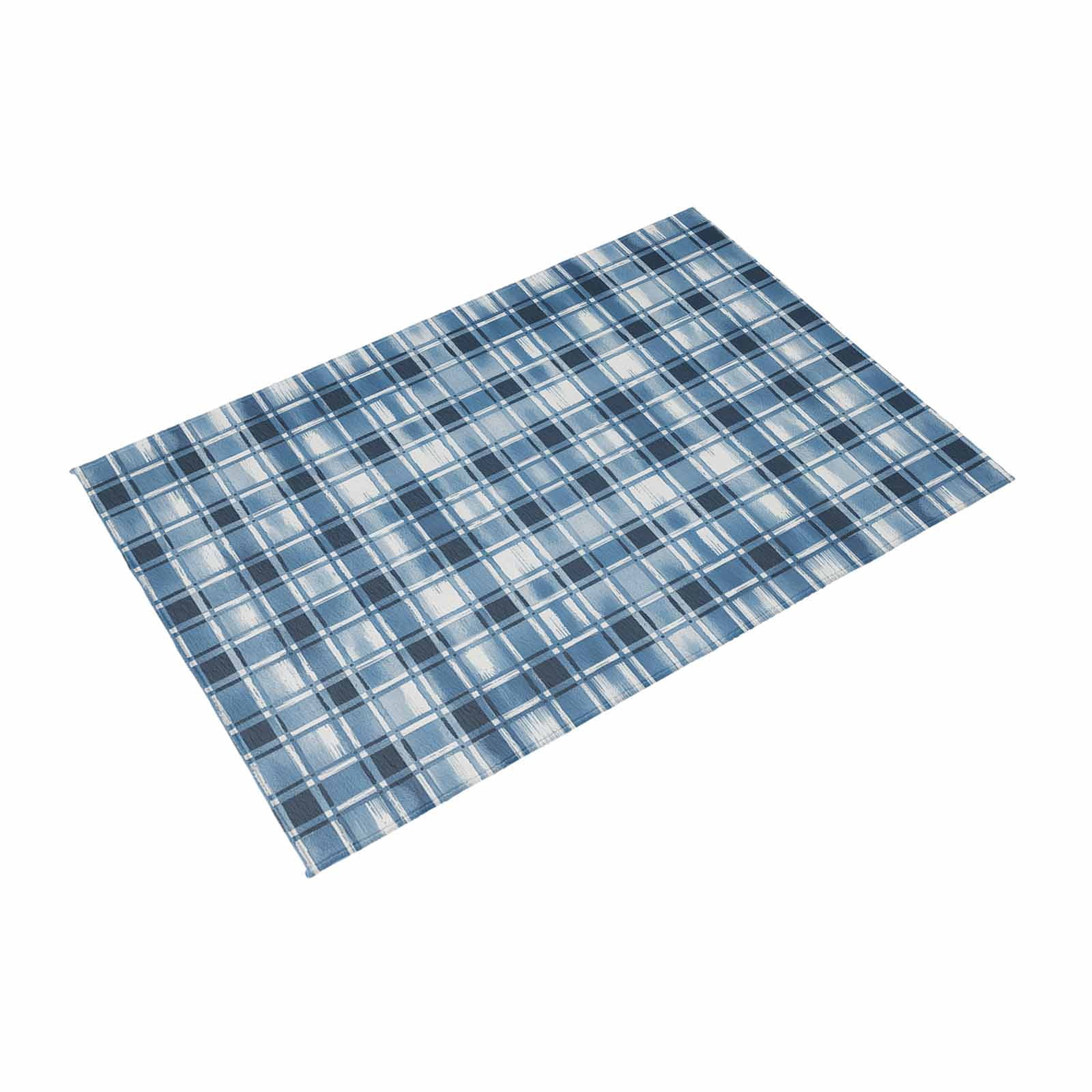 Blue Plaid Outdoor Rug 4x6 Ft, Non Slip Washable Area Rug, Modern Simple Watercolor Buffalo Lattice Patio Rugs Carpet Runner, Large Floor Mat for Indoor/Outdoor Deck Porch Camping