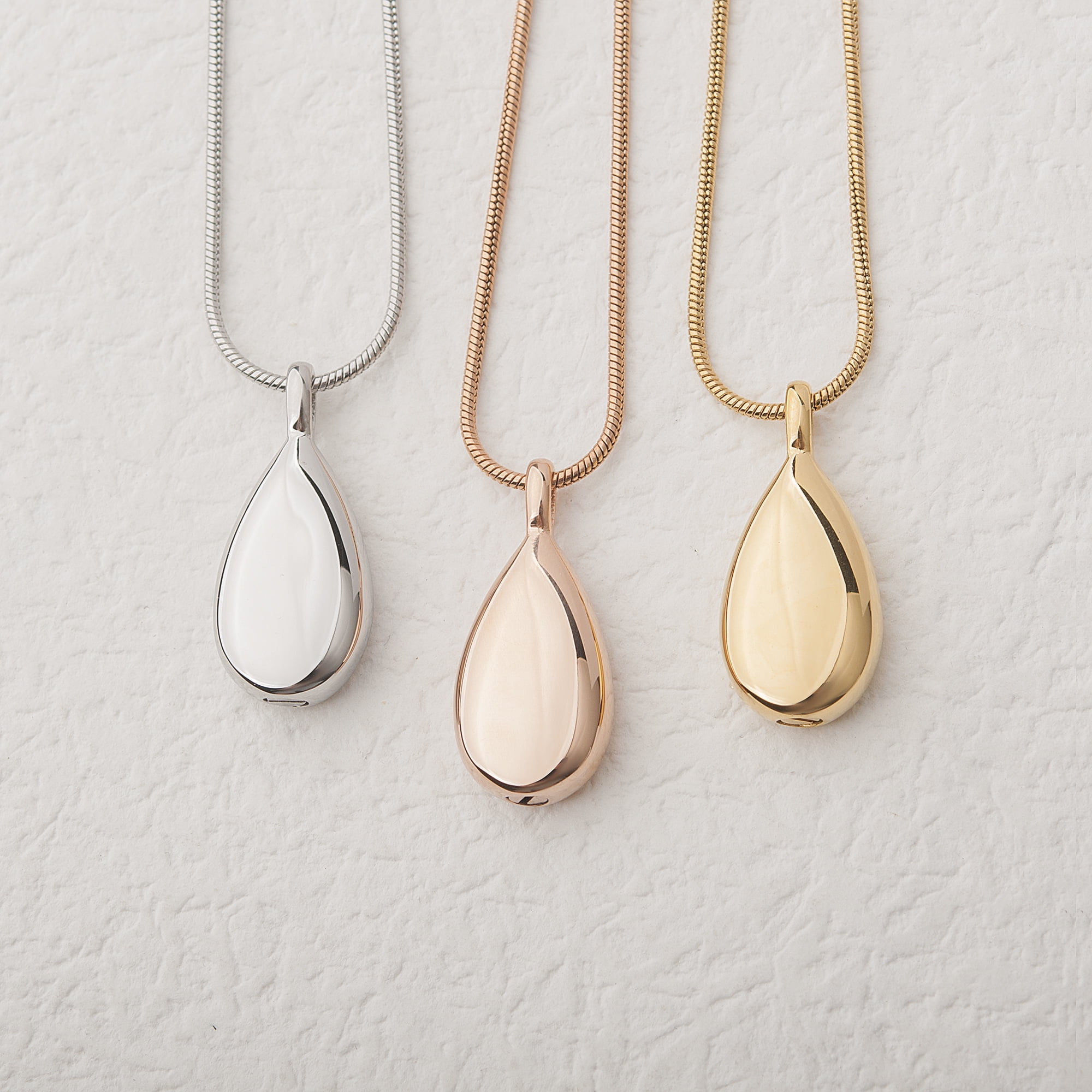 Anavia Memory Teardrop Keepsake Ashes Necklace, Urn Pendant Cremation Memorial Jewelry, Urn Necklace for Human Ashes - [Gold Necklace]