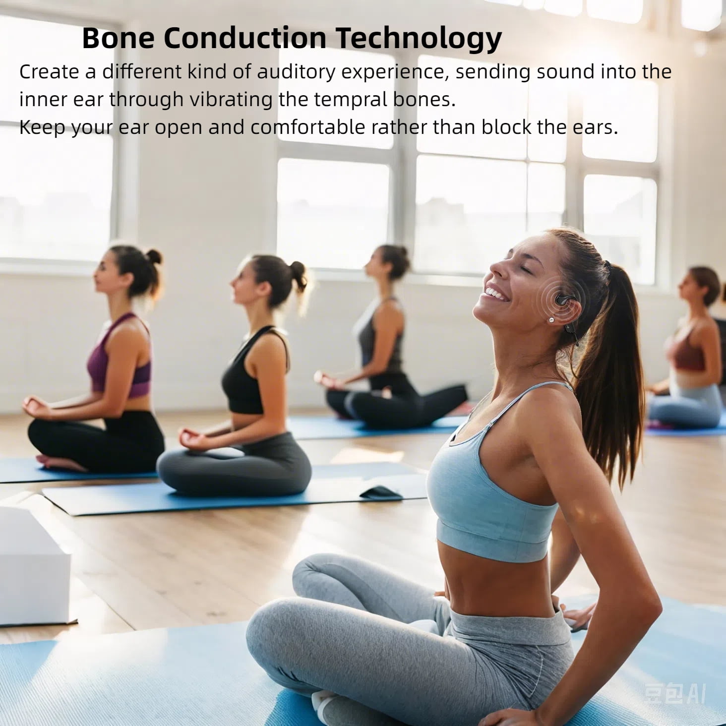 YouthWhisper Bone Conduction Headphones Bluetooth 5.0 with Mic, Titanium Lightweight, Open-Ear Wireless Sweatproof, Music Answer Phone Call for Running Hiking Driving Bicycling - Black