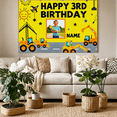 thumbnail image 4 of Yellow Construction Themed Backdrop Banner with Photo Frame for 3rd Birthday, Happy 3rd Birthday Decoration, Party Supplies, Photography Props, Party Decor, Birthday Party Background, 4 of 7