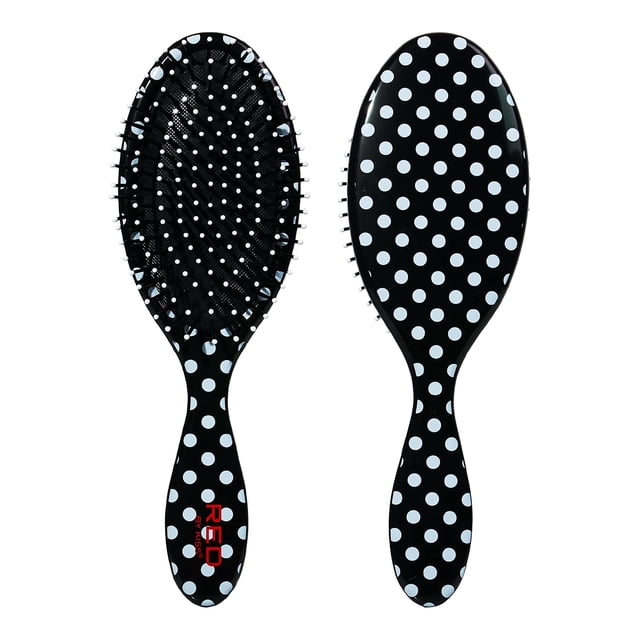 Red by Kiss Cepillo para desenredar el cabello Se desliza a través de enredos con facilidad Para todo tipo de cabello Desenredante de cabello de tamaño apto para niños Cabello húmedo o seco (lunares)