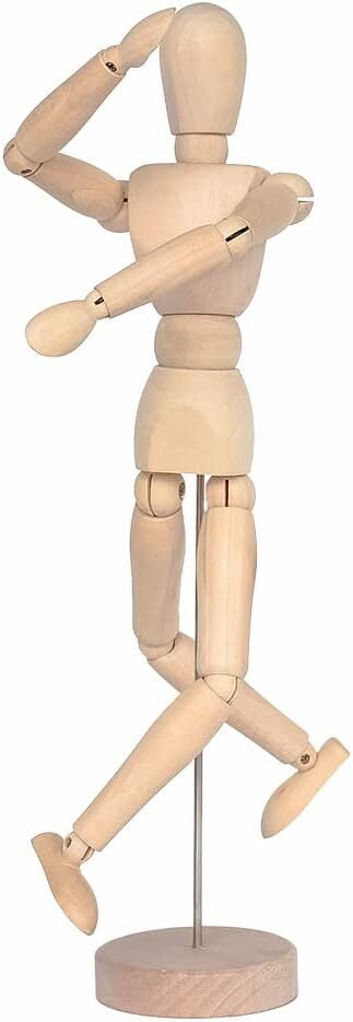 LQQBOX 2 Pack 12 Inches Wooden Mannequin Artist Manikin with Stand - Great for Drawing or Desktop Decor （Men and Women/Dad and Mom ）