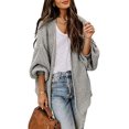 thumbnail image 1 of Women's Chunky Sweater Cardigan Lantern Sleeve Open Front Oversized with Pocket Winter, 1 of 5