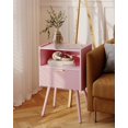 thumbnail image 4 of Nightstand,Modern Bedside Table with Storage Drawer and Open Wood Shelf, for Living Room, Bedroom and Small Spaces, Accent Night Stand with Solid Wood Legs, Easy Assembly,Classic Pink, 4 of 15