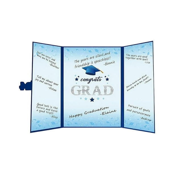 Libro de firmas de graduación, regalo para amigos, postal fácil de escribir, libro de firmas Azul