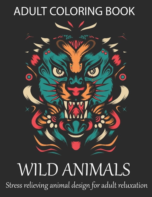 Adult coloring book wild animals stress relieving animal design for