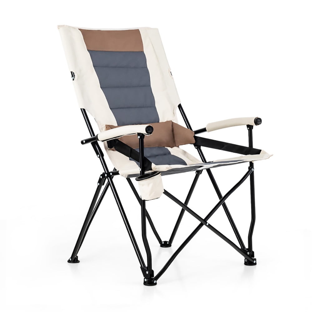 Aimee Lii Folding Camping Chair with Cup Holder Armrest and Lumbar Pillow, Portable Chairs for Adults, Comfy Outdoor Chair