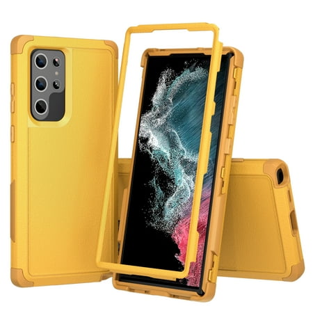 NIFFPD Samsung S22 Ultra Case, Galaxy S22 Ultra Case, Shockproof Drop protection Phone Case for Samsung Galaxy S22 Ultra Case Yellow