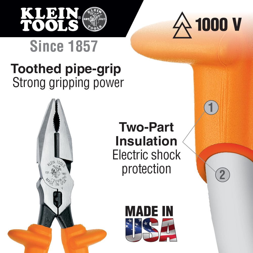 Klein Tools 12098-INS 8 in. Insulated Universal Combination Pliers