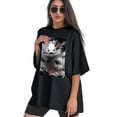 thumbnail image 3 of Plus Size Shirt for Women Black Tops for Women Oversized Short Sleeves Shirt for Women T Shirt Crewneck Shirt for Women XL, 3 of 5