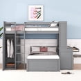 thumbnail image 2 of Harper & Bright Designs Full Over Twin Bunk Bed with Desk, Solid Wood Bunk Bed with Storage Shelves and Wardrobe, Twin Size Loft Bed with a Stand-Alone Bed, Gray, 2 of 13