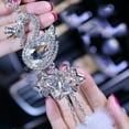 thumbnail image 4 of Car Pendant Rhinestone Swan Plush Ball Rear View Mirror Hanging Decor Accessorie, 4 of 9