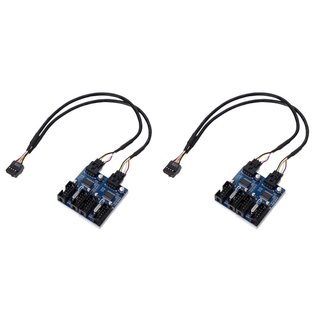 2X Motherboard Usb 9Pin Header 1 una 4 Splitter Port Multiplicador 30Cm Cable de ExtensiÓN