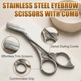 thumbnail image 3 of Eyebrow Scissors with Comb, Eyebrow Trimmer for Women and Men Shaping, Stainless Steel Eye Brow Trimmer Grooming Kit with Brow Scissors and Comb, Grey, 3 of 7