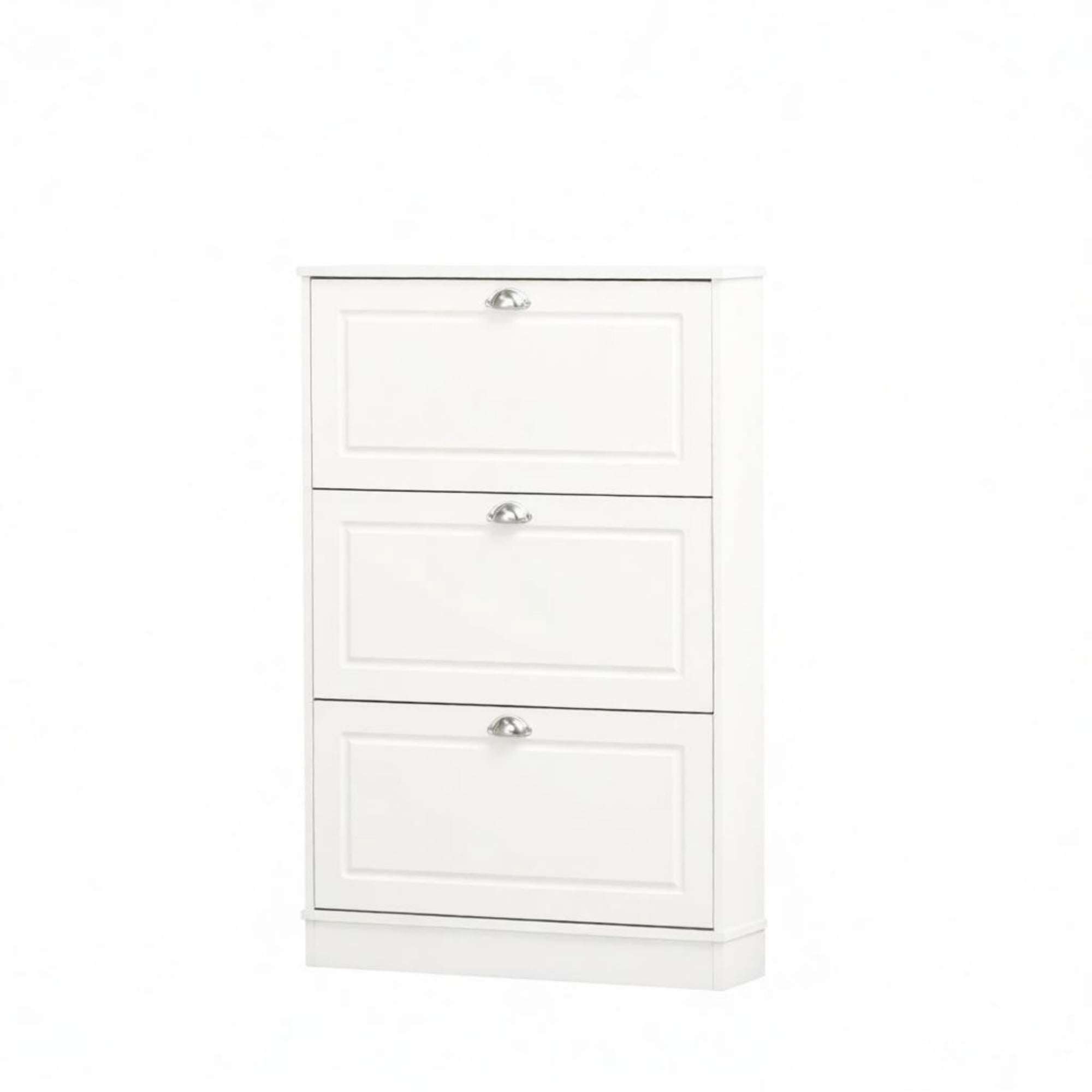 3-Flip-Drawer Narrow Shoe Cabinet, 12-Pair Capacity, for Entryway Hallway, White