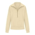 thumbnail image 5 of Azrian Hoodies for Womens Clearance,Womens Sweatshirts Clearance,Women Pure Color Half Zip Cropped Sweatshirt Casual Pullover Lapel Clothes Blouse Tops Deals for Winter 2023 on Sale, 5 of 5